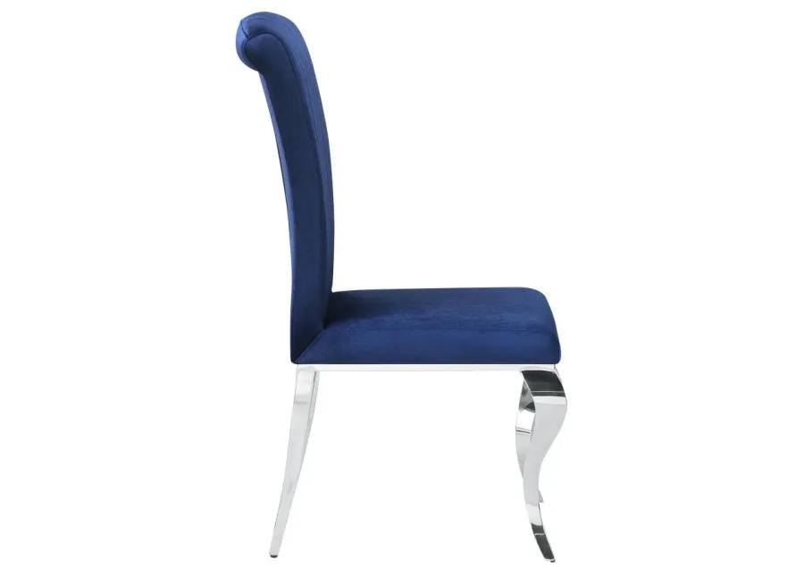 Betty Upholstered Side Chairs Ink Blue and Chrome (Set of 4)