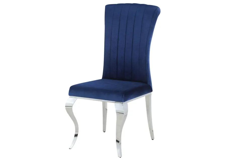 Betty Upholstered Side Chairs Ink Blue and Chrome (Set of 4)