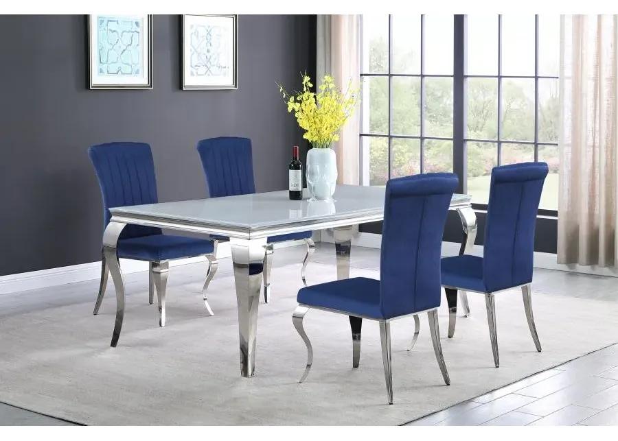 Betty Upholstered Side Chairs Ink Blue and Chrome (Set of 4)