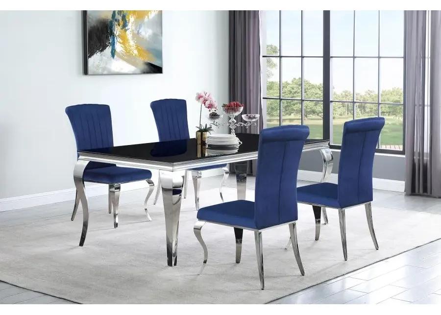 Betty Upholstered Side Chairs Ink Blue and Chrome (Set of 4)