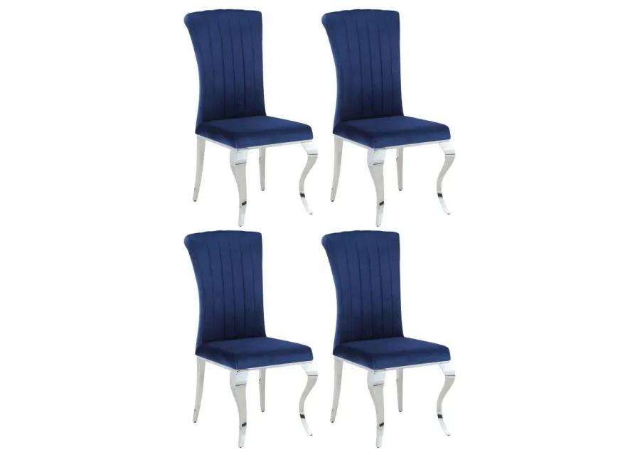 Betty Upholstered Side Chairs Ink Blue and Chrome (Set of 4)