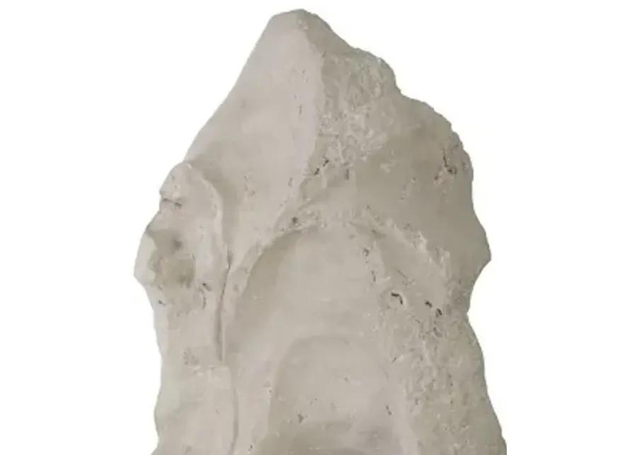 colossal cast stone sculpture, single hole, roman stone