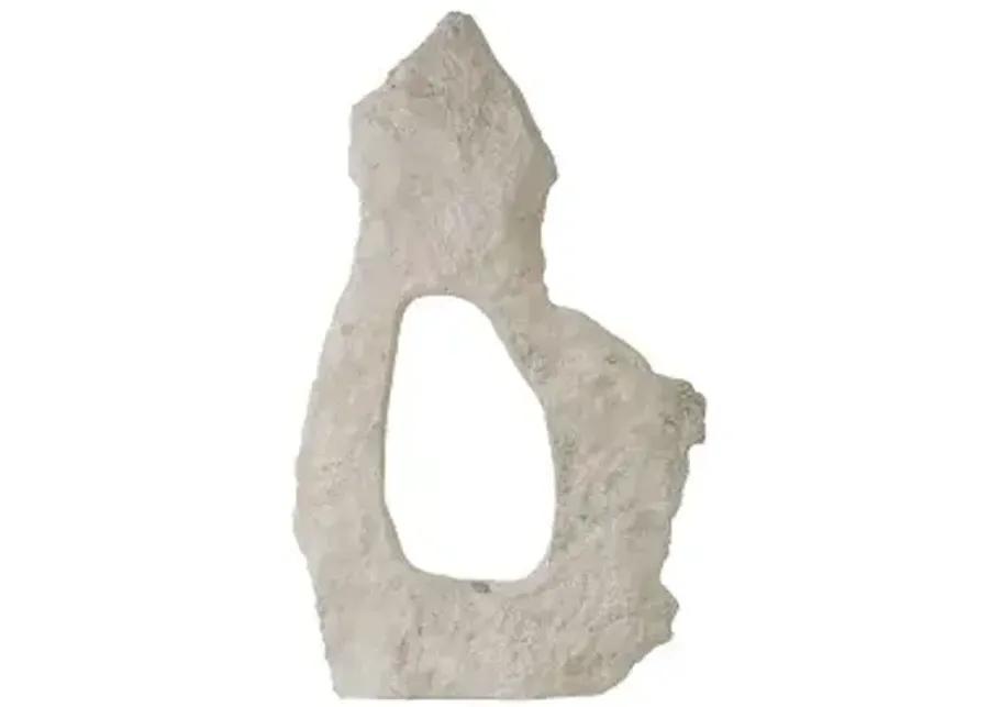 colossal cast stone sculpture, single hole, roman stone