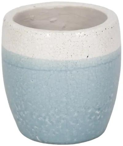 6" Reactive Crackle Finish Planter, Blue/white