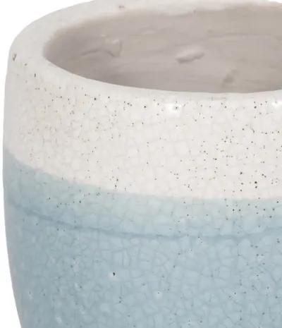 6" Reactive Crackle Finish Planter, Blue/white