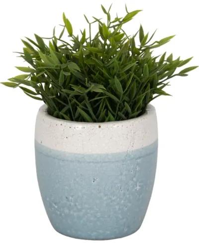 6" Reactive Crackle Finish Planter, Blue/white