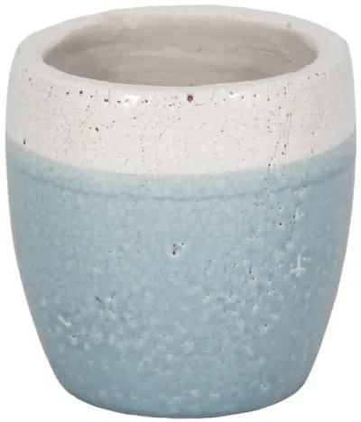 6" Reactive Crackle Finish Planter, Blue/white