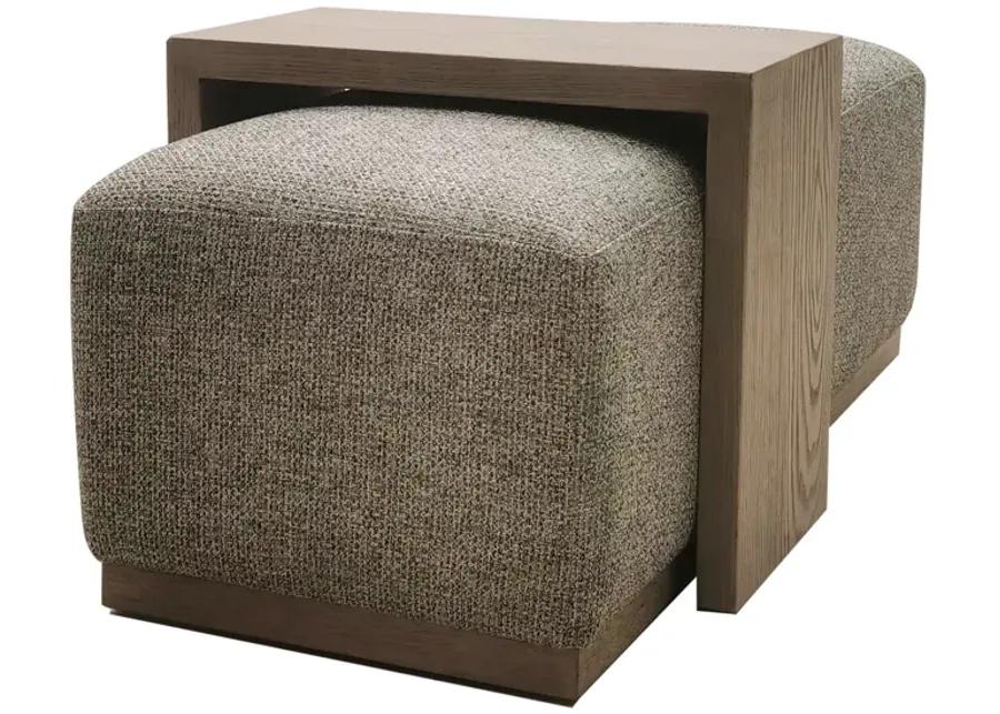 CH Tweed/Multi Peggy Bench/Cocktail Ottoman With Table