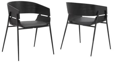 Bronte Wood and Metal Contemporary Dining Room Chairs Set of 2