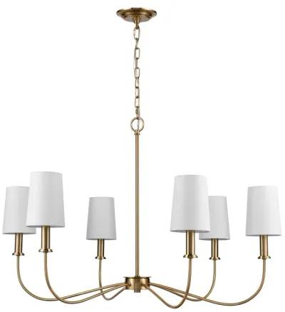 West Point 36" Wide 6-Light Chandelier - Brass