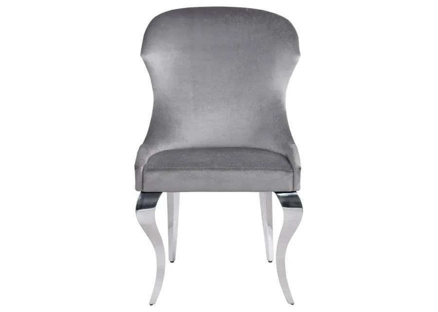 Cheyanne Upholstered Wingback Side Chair with Nailhead Trim Chrome and Grey (Set of 2)