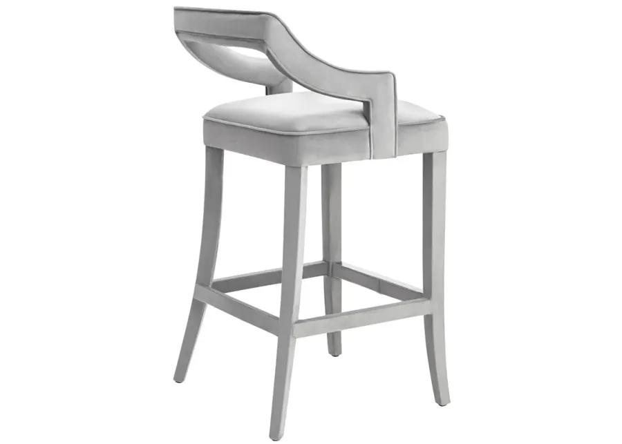 Tiffany Grey Velvet Counter Stool