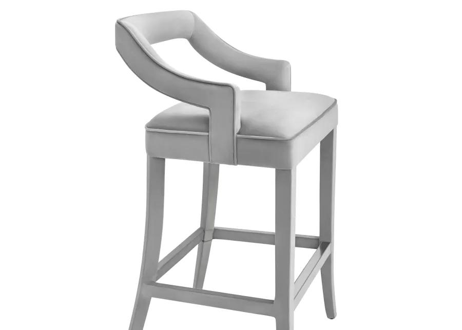 Tiffany Grey Velvet Counter Stool