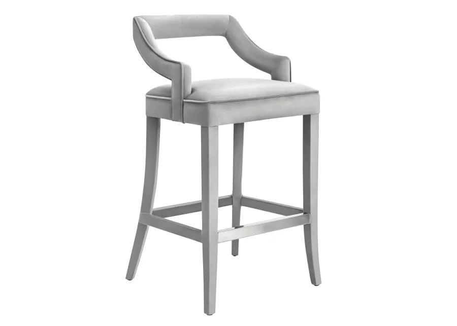 Tiffany Grey Velvet Counter Stool