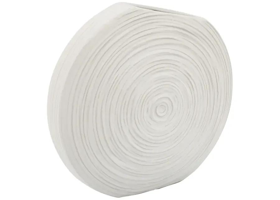 11"h Oval Swirled Vase, White