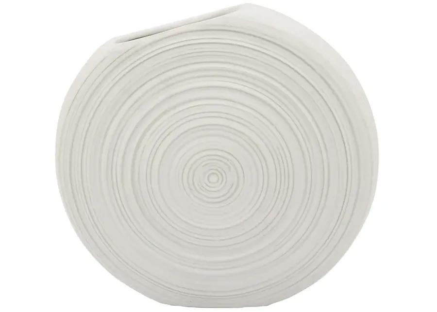 11"h Oval Swirled Vase, White