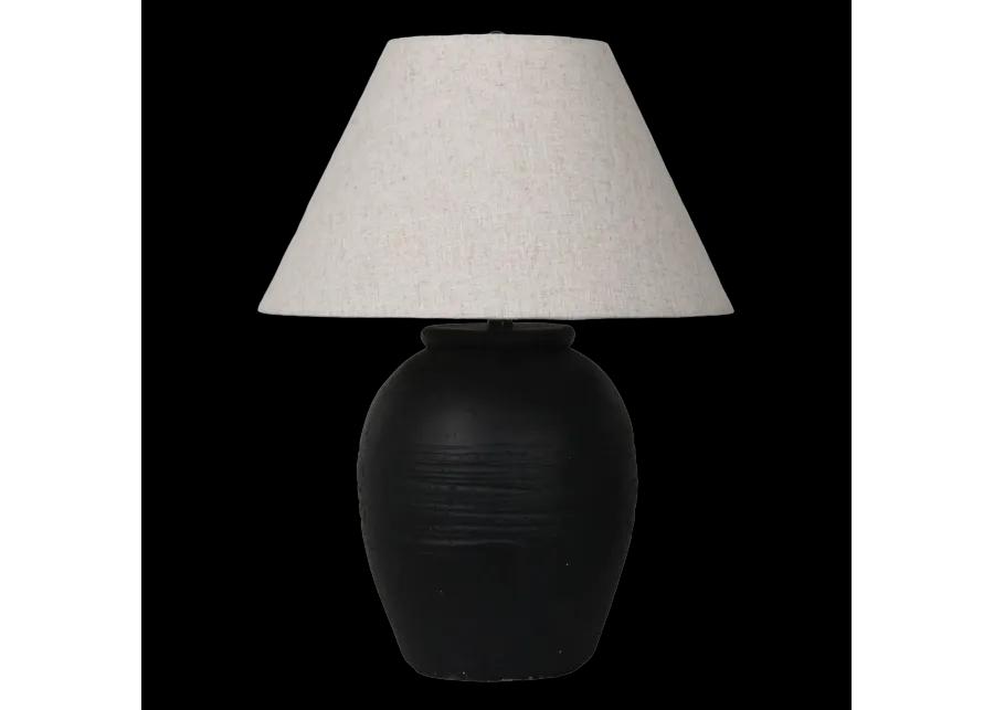 27" Artisan Jug Table Lamp Tapered Shade,blk/beige