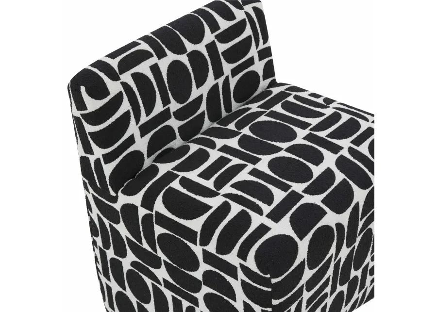 Pippa Black Geometric Jacquard Weave Stool