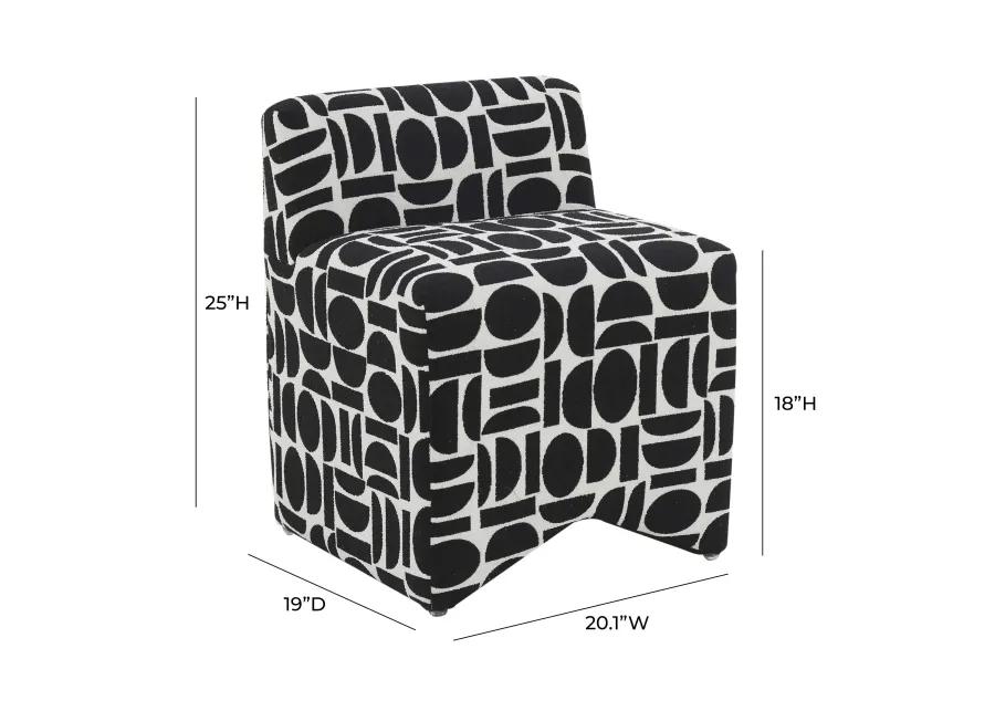 Pippa Black Geometric Jacquard Weave Stool