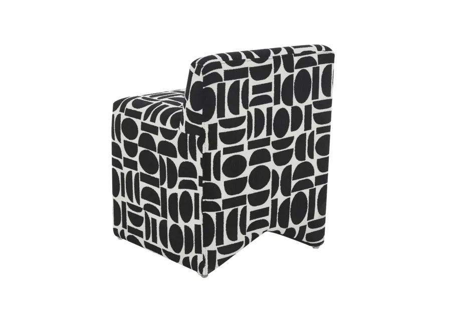 Pippa Black Geometric Jacquard Weave Stool