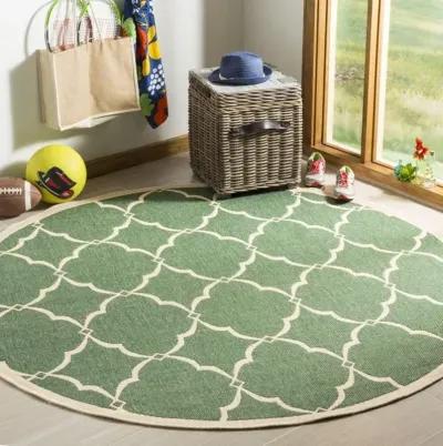 LINDEN 125 Collection LND125Y-6R Green / Creme 6'-7" X 6'-7" Round