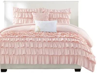 Intelligent Design Waterfall Blush Ruffle Comforter Set