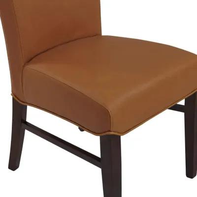 Milton Bonded Leather Dining Side Chair Wenge Legs, Vintage Caramel (Set of 2)