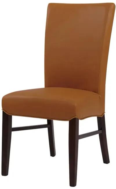 Milton Bonded Leather Dining Side Chair Wenge Legs, Vintage Caramel (Set of 2)