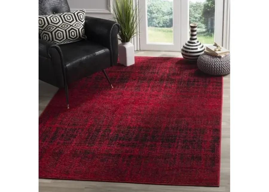 Adirondack Contemporary Red / Black 6' X 6' Round Powerloomed Rug