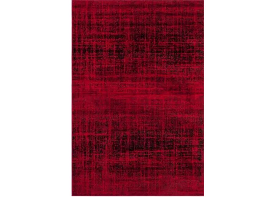 Adirondack Contemporary Red / Black 6' X 6' Round Powerloomed Rug