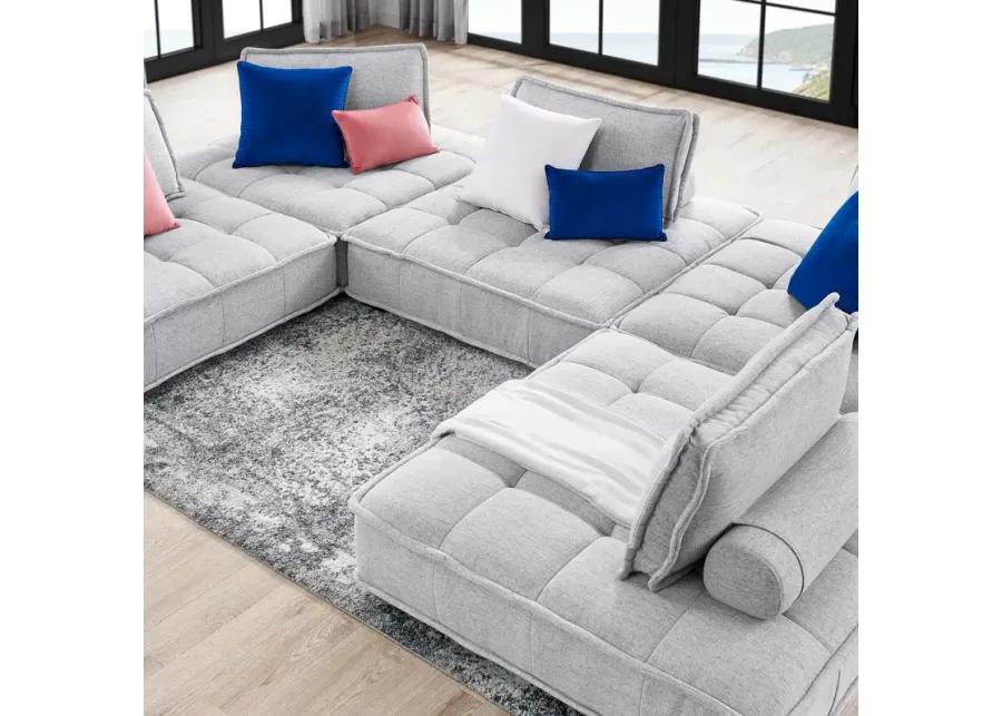 Saunter Tufted Fabric Fabric 5-Piece Sectional Sofa