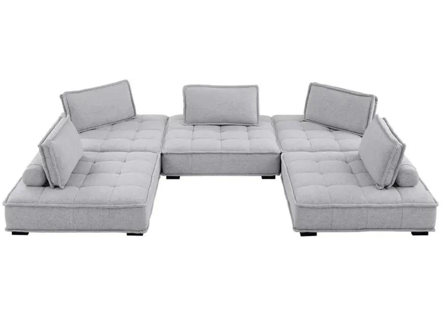 Saunter Tufted Fabric Fabric 5-Piece Sectional Sofa