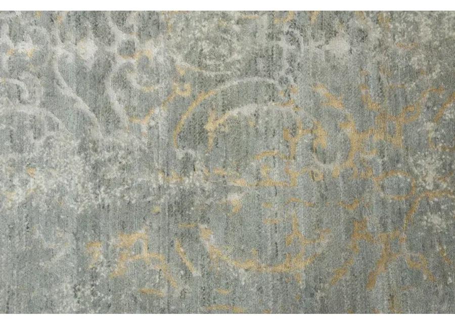 Impressions Gray Scroll NZ Wool/Tencel Blend 2'6" X 10' Runner Rug