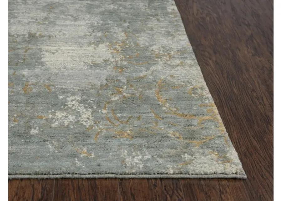 Impressions Gray Scroll NZ Wool/Tencel Blend 2'6" X 10' Runner Rug