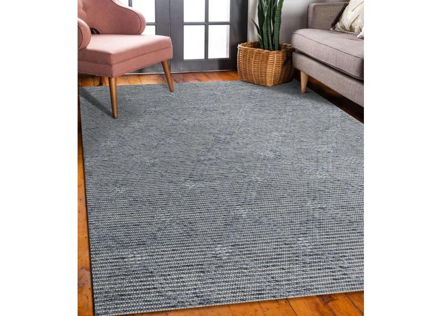 Bigen Blas Sky Blue/Ivory Transitional Diamond Organic Wool Indoor Area Rug, 7'9" x 9'9"