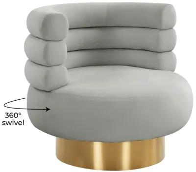 Naomi Grey Velvet Swivel Chair