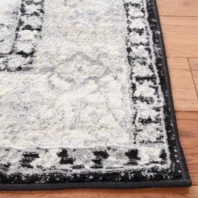 Brentwood 851 Black / Grey 2' X 8' Runner Powerloomed Rug