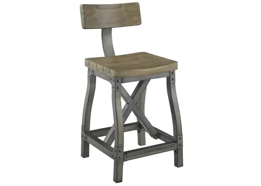 INK+IVY Lancaster Oak/Silver Counter Stool with Back