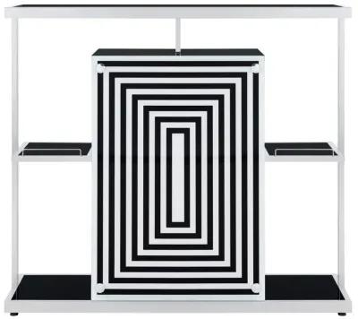 Zinnia 2-tier Bar Unit Glossy Black and White