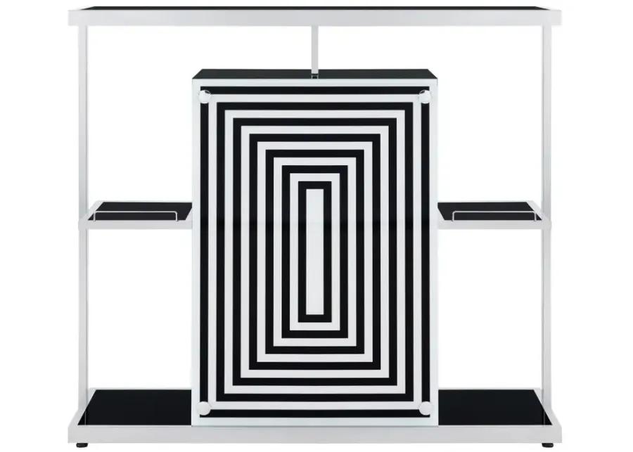 Zinnia 2-tier Bar Unit Glossy Black and White