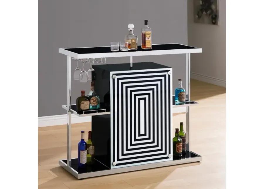 Zinnia 2-tier Bar Unit Glossy Black and White