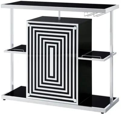 Zinnia 2-tier Bar Unit Glossy Black and White