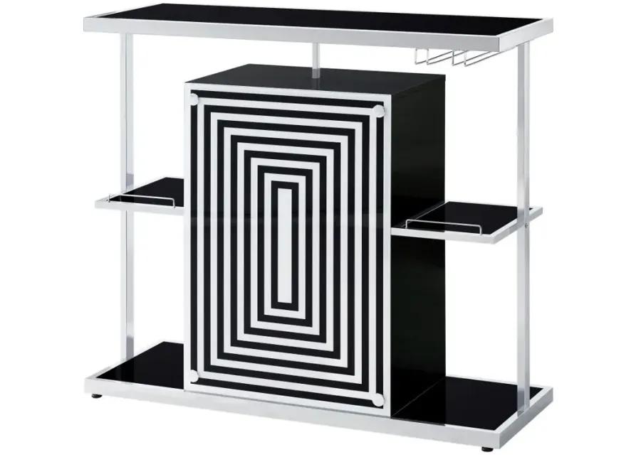 Zinnia 2-tier Bar Unit Glossy Black and White