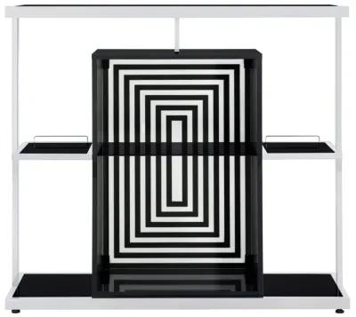 Zinnia 2-tier Bar Unit Glossy Black and White