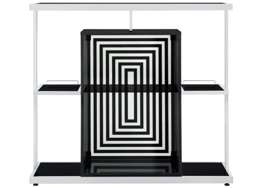 Zinnia 2-tier Bar Unit Glossy Black and White