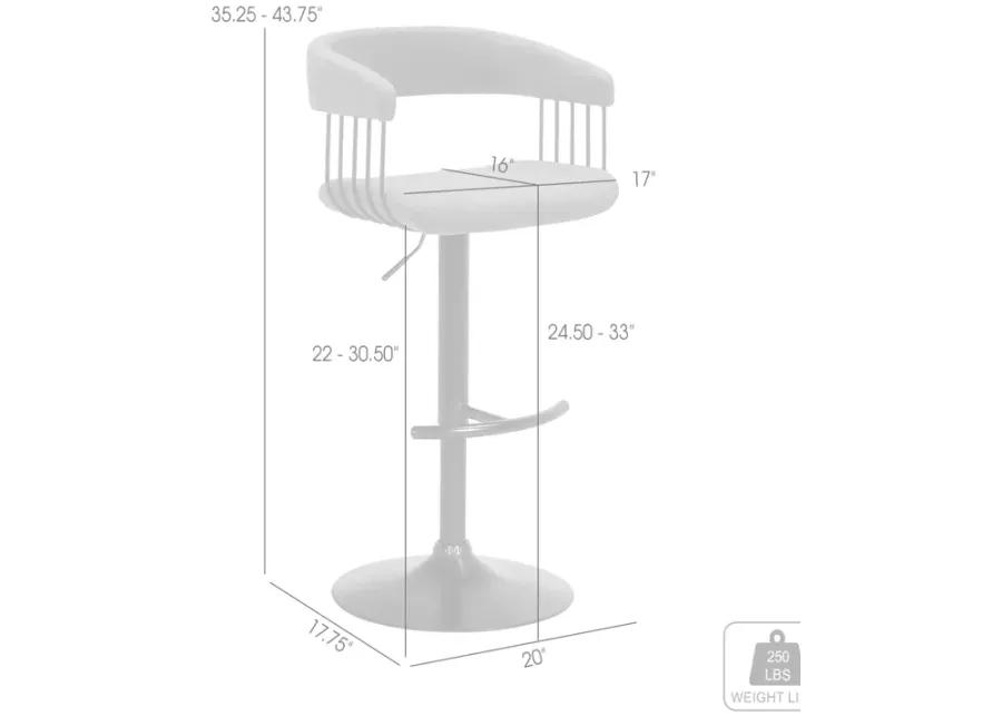 Calista Adjustable Bar Stool in Blue Fabric with Black Metal