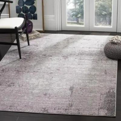 Adirondack Contemporary Light Grey / Purple 2'-6" X 8' Powerloomed Rug