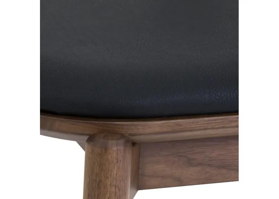 Echo Walnut Wood and Black Faux Leather Dining Chairs - Set of 2