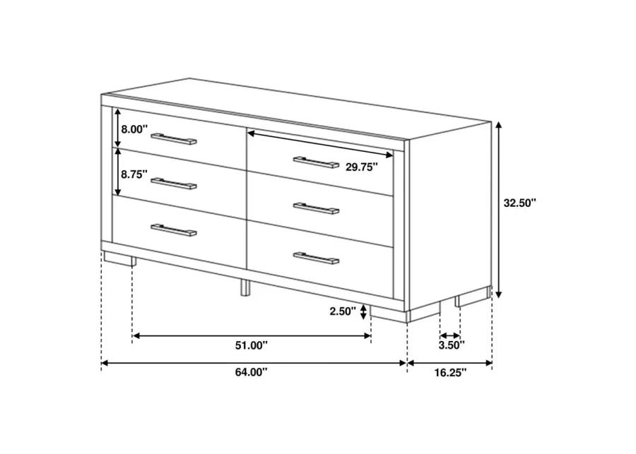 Immanuel 6-Drawer Dresser Cappuccino