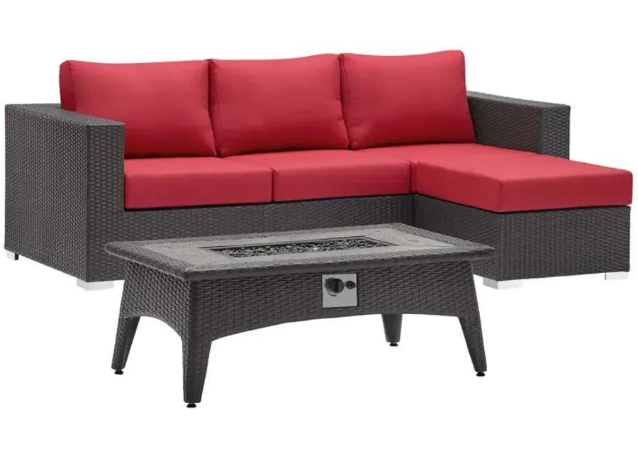 Convene 3 Piece Set Outdoor Patio with Fire Pit